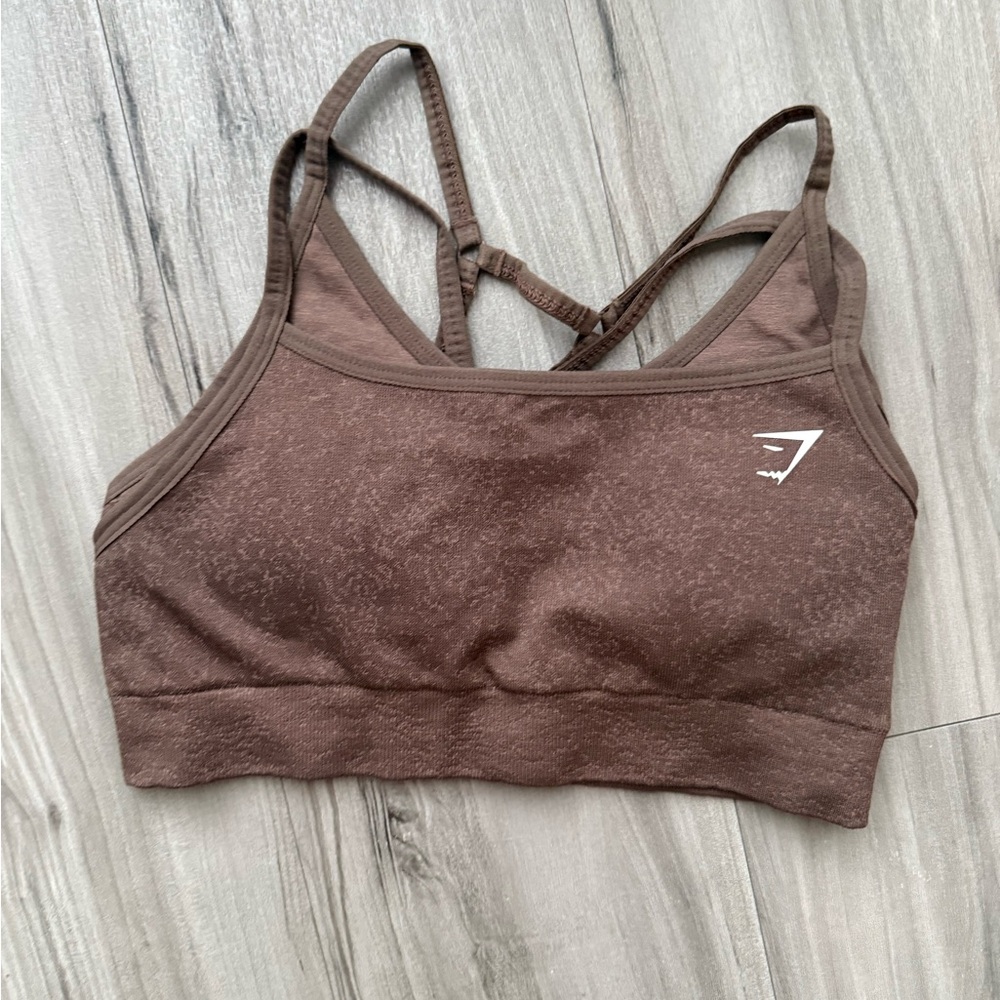 Gymshark Brown Sports Bra Crossed Back, Sise Small